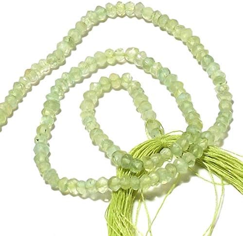 5 Strands 3mm Prehnite Beads, Faceted Rondelle Beads, Prehnite Gemstone Beads, 13.5 Inch Strand Code-HIGH-49073