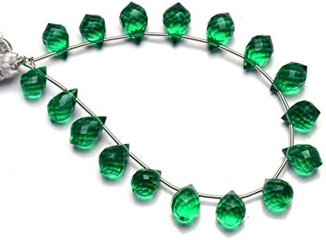 GEMZ 13 inch Strand of Natural Emerald Quartz Tear Drop Shape Faceted Cut Green Color briollete Beads for DIY Jewelry Making- Earring Necklace Bracelet.