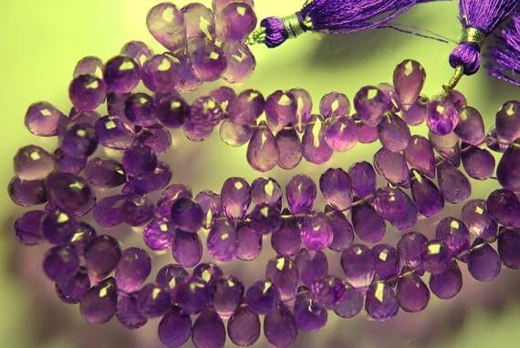 8 inch Strand of Natural Amethyst 11-15mm Teardrop Faceted briolette Beads for DIY Jewelry Making. |BRIO_00329