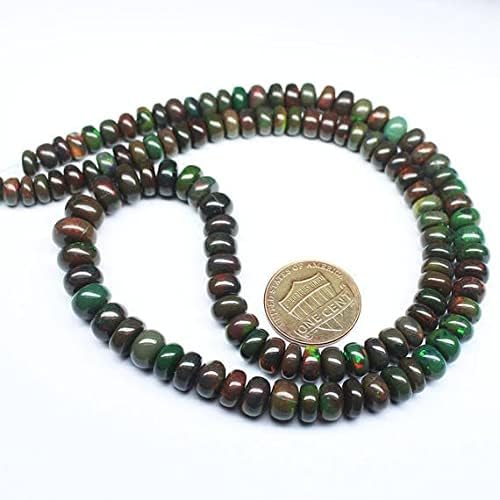 Fire Black Opal Smooth Rondelle Micro Gemstone Loose Beads Strand 18