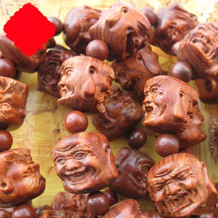 Mascot Wooden Crafts Wood Carving Art Wood Decoration Artwork 印度小叶紫檀 雕刻珠 人头珠 十八罗汉手串佛珠 喜怒哀乐四面佛(小叶紫檀18MM 四面)