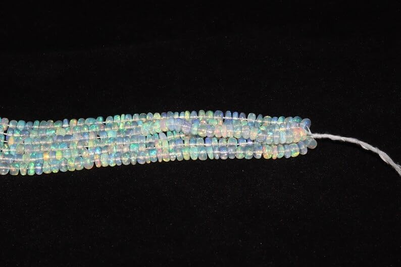 Ethiopian Opal Smooth Rondelle Bead 4-6 mm Opal Plain Beads Fire Opal Beads Flashy Opal Bead for Making Jwelery