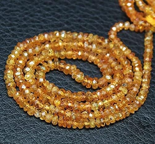 13 inch Strand of Natural gem Orange Sapphire, 3-3.5mm Rondelle Faceted Beads for DIY Jewelry Making. | Beads_05971