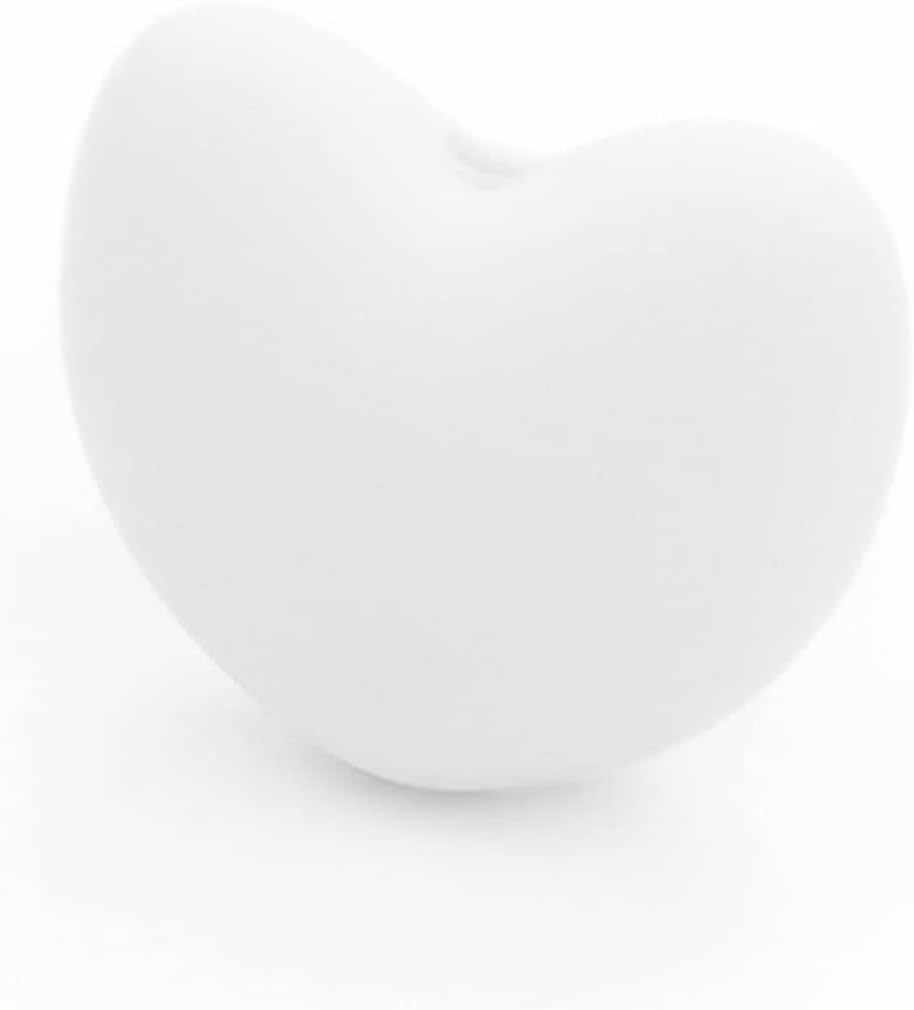 Silicone Beads 20mm for Keychain Making Bulk Assorted DIY Necklace Bracelet Beads for Craft Set Jewelry, Colorful Heart Shaped Silicone Beads 50 Pieces (Snow)