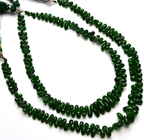 BEADS GEMSTONE 1 Strand Natural Tsavorite Faceted 4x2 to 8x5MM Teardrop Shape Briolettes 11 Inch Code-HIGH-11716