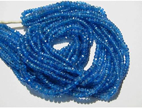 50 Strands Wholesale Apatite-Blue Apatite Gem Stones-Faceted Rondelle Beads-3.5 mm to 4mm Faceted Beads-Wholesale Beads-14 Inch