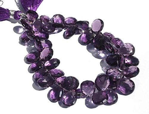 13 inch natural beads strand of 8x7-12x10mm faceted pear amethyst gemstone briolletes beads for DIY jewelry - necklace, bracelet, earring, ring.