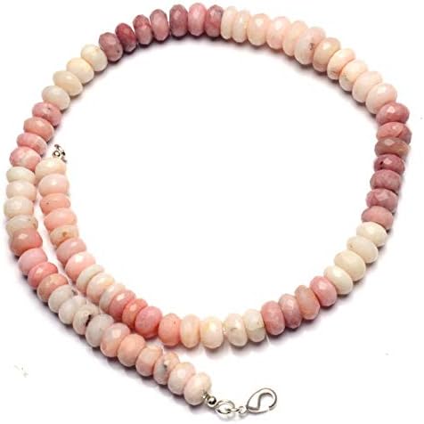 Natural Gemstone Peruvian Pink Opal Faceted Big Size 10 to 11MM Rondelle Beads Necklace 17 Inch Full Strand