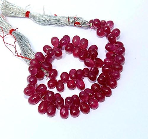 13 inch natural beads strand of 4x3-8x5mm smooth teardrop ruby gemstone briolletes beads for DIY jewelry - necklace, bracelet, earring, ring.