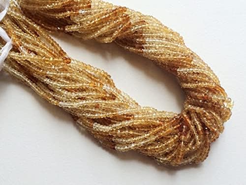 BEADS GEMSTONE 1 Strand Natural Citrine Faceted Rondelle Beads, Citrine Necklace, Shaded Orange Citrine Beads, 3.5mm to 4mm, 13 Inch Code-HIGH-16182