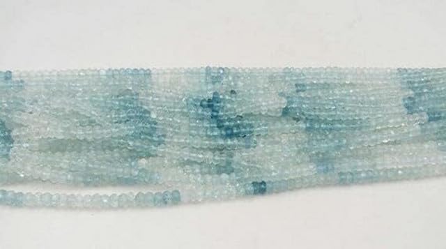 Natural Aquamarine Faceted Beads,rondelles Beads, 3 mm - 4 mm 13