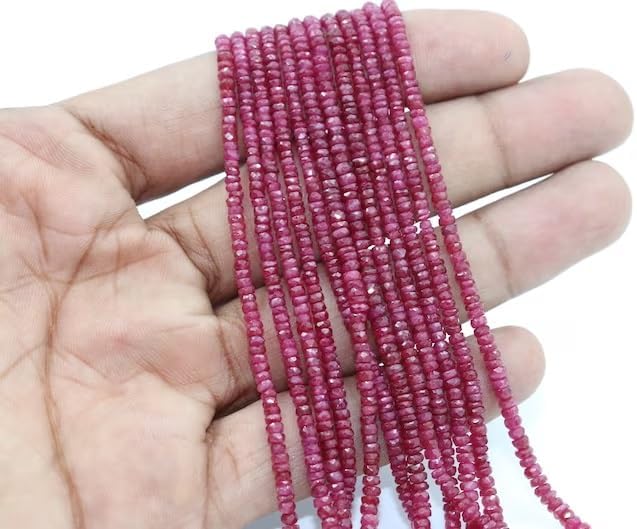 AAA+ Quality Longido Ruby Faceted Rondelle 3mm Beads Strand for Jewelry Making Natural Pink Ruby Rondelle Wholesale Beads