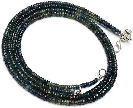 Natural Gemstone Australian Green-Blue Sapphire 3 to 5MM Size Faceted Rondelle Beads 17 Inch Full Strand Finished Necklace Super Quality