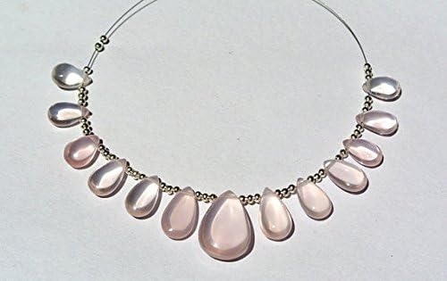 13 inch natural beads strand of 20.x13-10x7mm smooth pear rose quartz gemstone briolletes beads for DIY jewelry - necklace, bracelet, earring, ring.