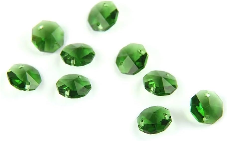 Hanging Crystals Prisms Green 14mm Octagon Beads 100pcs/1000pcs Curtain Accessories Chandelier Crystal Prisms Hangings Crystals for Decoration(500pcs)