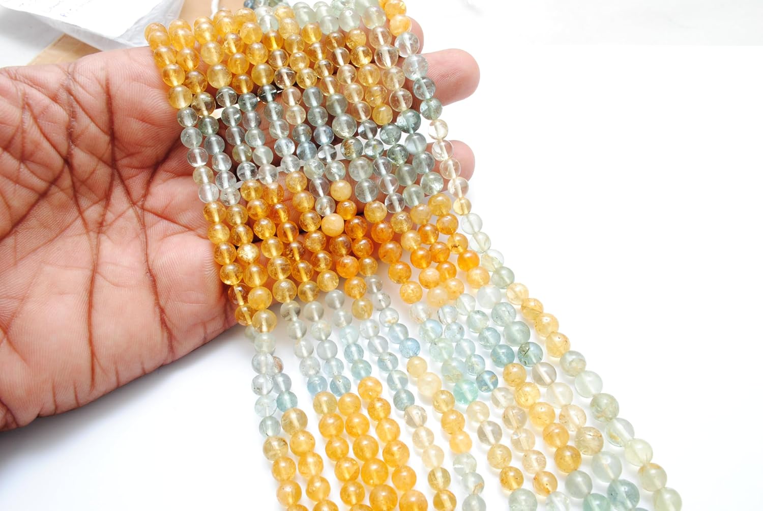 Natural Multi Aquamarine Beads, 6–7mm Plain Round, 15-Inch Strand, 58 Gemstones, 22g – Hand-Polished Aquamarine for Fine Jewelry & Healing Gifts (234-A)