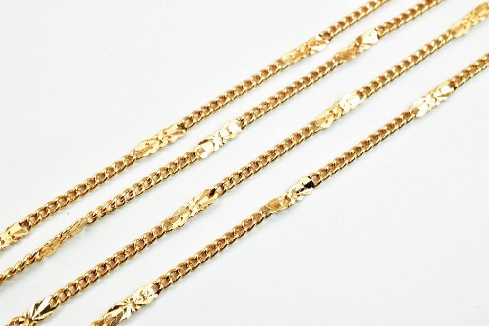 18K Pinky Gold Filled EP Chain Width 2mm Thickness 1mm Gold-Filled findings for Gold Filled Sold by Foot PGF15