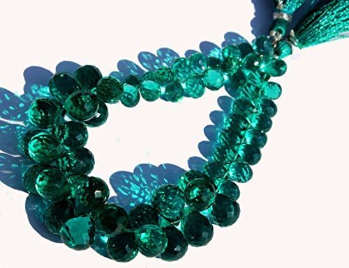 13 inch natural beads strand of 8x6-12x9mm faceted teardrop green quartz gemstone briolletes beads for DIY jewelry - necklace, bracelet, earring, ring.