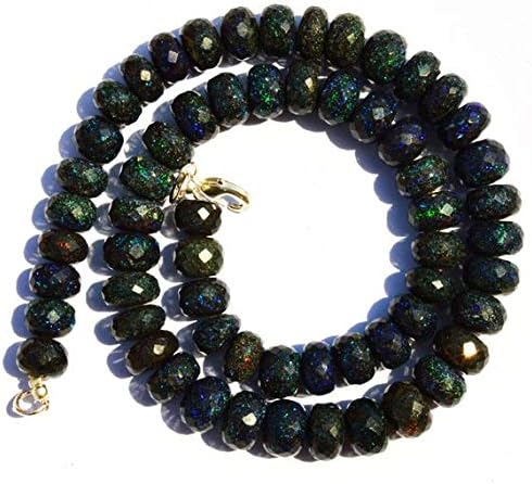 LKBEADS 1 Strand Natural Australian Matrix Black Opal Big 9 to 12mm Faceted Rondelle Beads 16 Inch