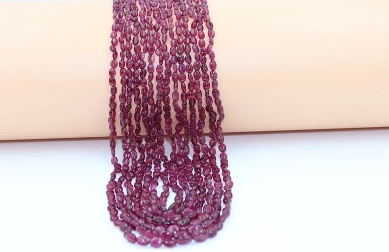 Rubellite Smooth Oval Shape Beads 4 * 6 mm Tourmaline Smooth Oval Beads Rubellite Oval Beads Wholesale Beads for Making Jwelery