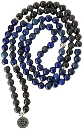 Natural Lapis Lazuli and Amethyst 8mm 108 Mala Beads, Spiritual, Meditation Beads, Reiki, Japa Mala, Buddhist Prayer Beads, Yoga Bracelet, healing beads LKMALA-RRGU-3338