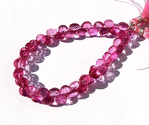 Beads Gemstone 7 mm Pink Mystic Quartz Micro Faceted Onion Briolettes 4 Inch Long Strand. Code-HIGH-40499