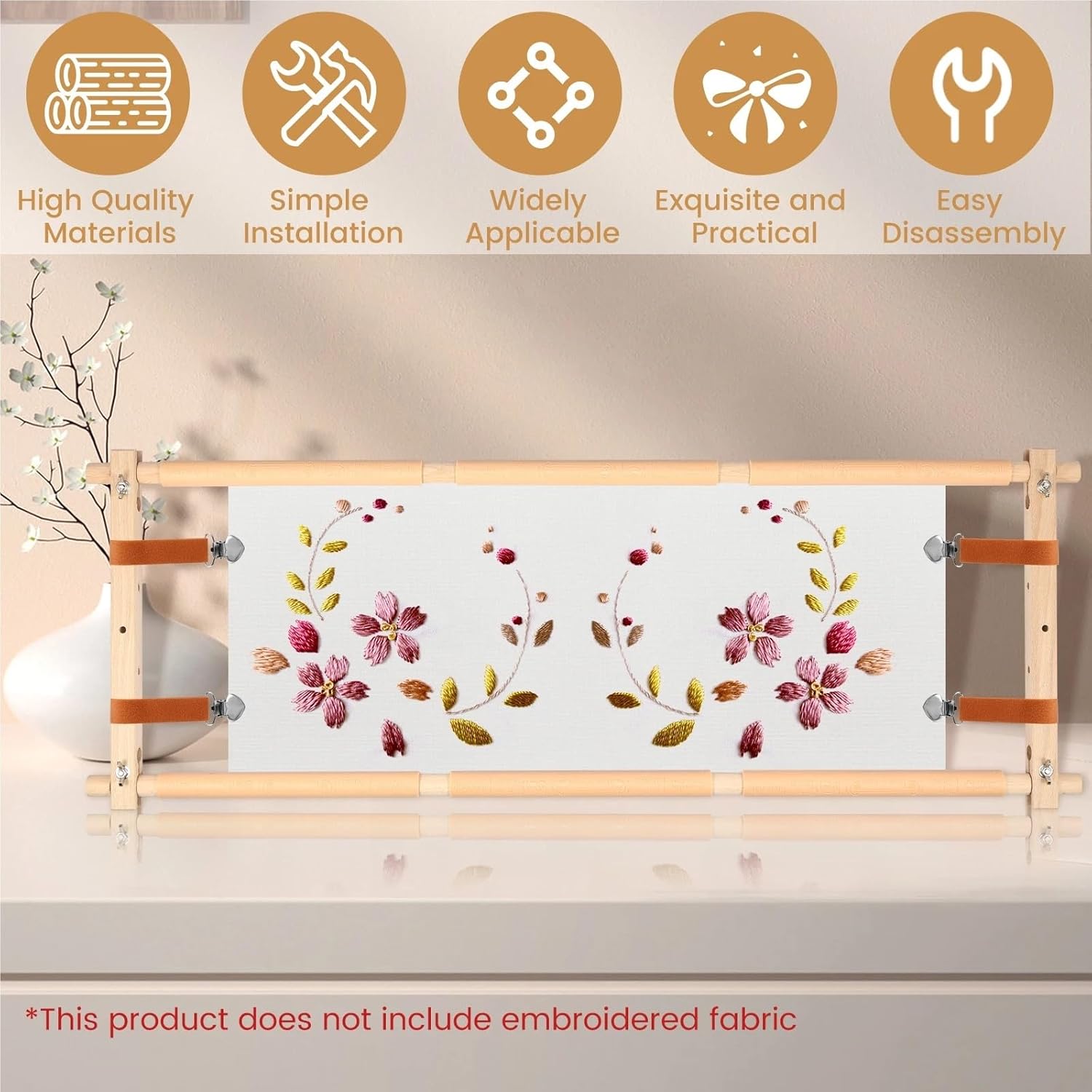 Embroidery Stand Embroidery Scroll Frame Wooden Cross Stitch Rotated Needlepoint Tapestry Adjustable(Rogue 84.5cm)