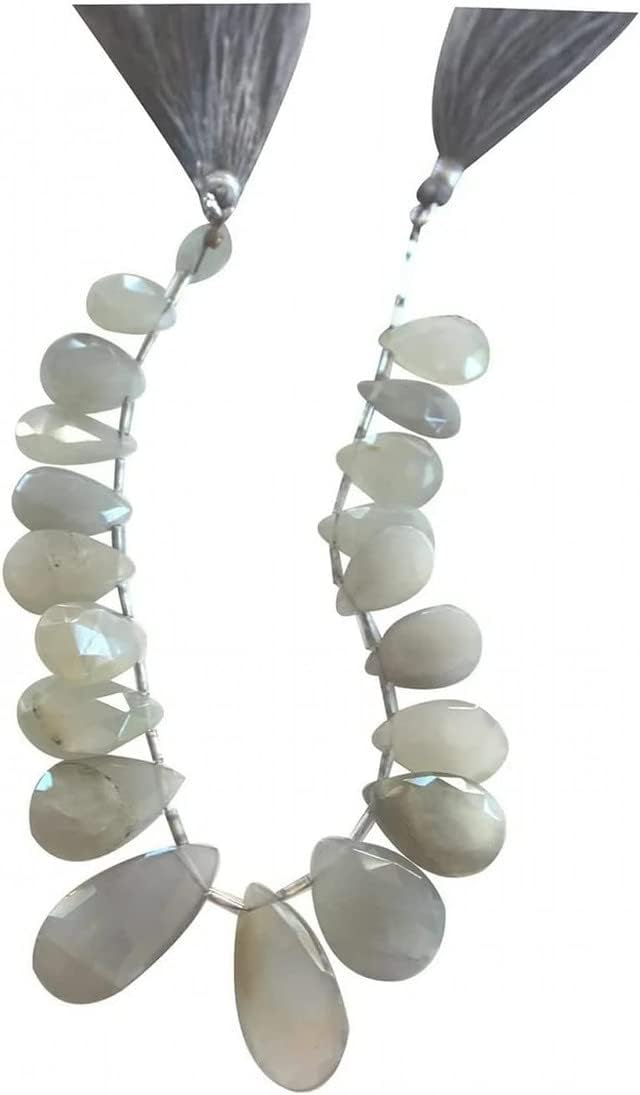 Gray Moonstone Jewelry Gemstone Necklace Beads - Pear/Teardrop Handmade Natural Moonstone is Perfect for DIY Jewelry Making Earrings CHIK-STNRD-24379