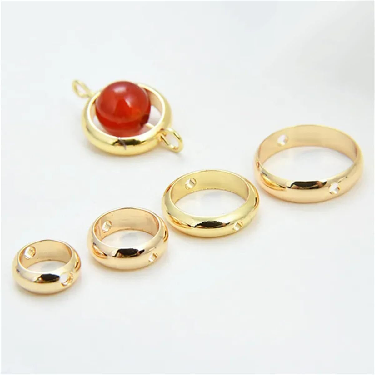 200 Pcs Metal Circle Bead Frames Double Hole Round Frames Ring Shaped Metal 2 Hole Circle Beads Frame Spacer Beads for Jewelry Making Bracelet Necklace Earring