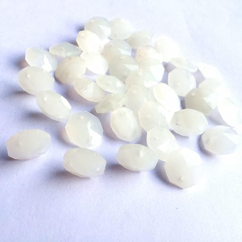 Hanging Crystals Prisms 500pcs 14mm Jade White Crystal Octagon Faceted Chandelier Beads Glass DIY Garland Strands Accessories for Home Deocr Hangings Crystals for Decoration