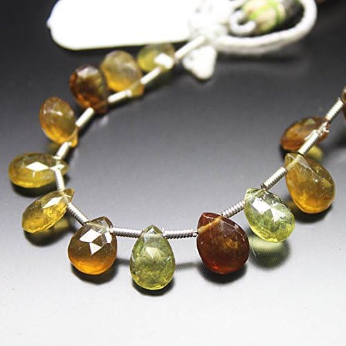 13 inch natural beads strand of 7mm faceted drop grossular garnet gemstone beads for DIY jewelry - necklace, bracelet, earring, ring.