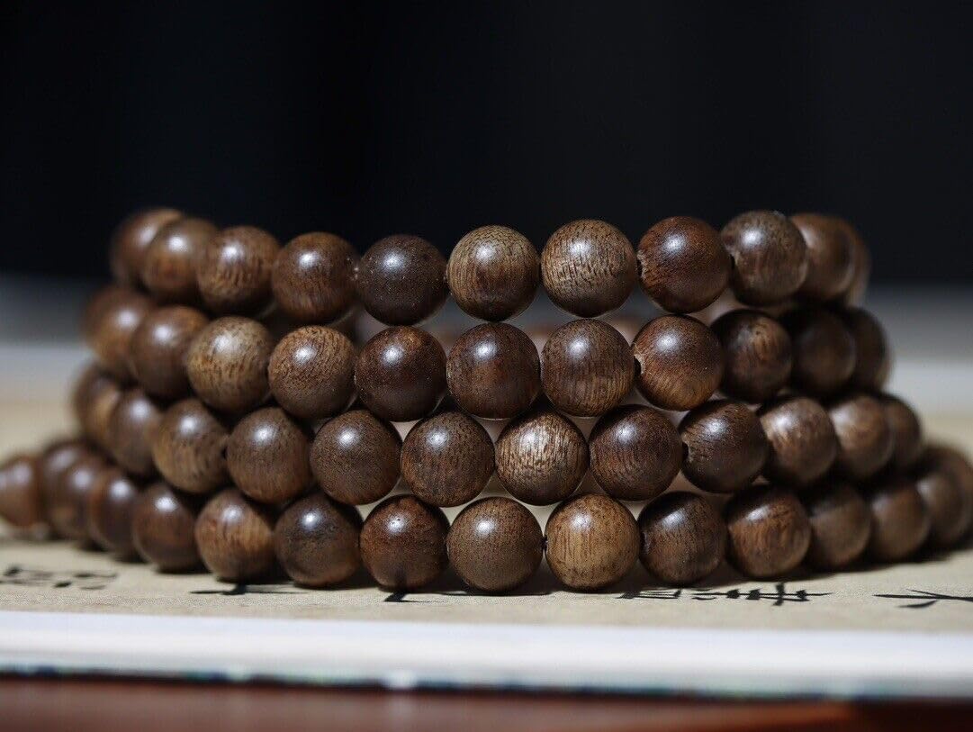 Agarwood 8mm*108 Brunei Agarwood Soft Silk Nine Points Sinking Buddha Beads Rosary Beads