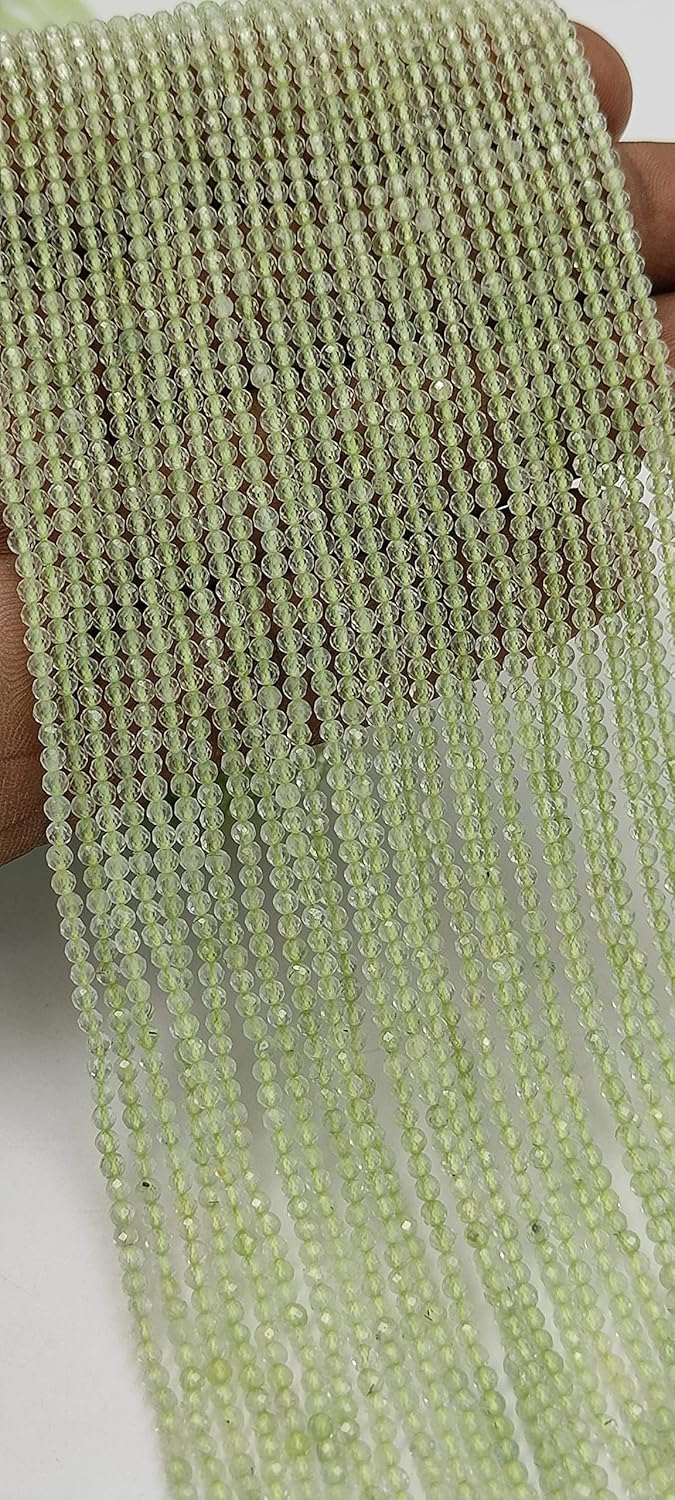 Hanumat Gems Lot of 10 Strands Natural Green Prehanite Micro Cut Faceted Rondelle Beads,Prehanite Faceted Beads,Prehanite Rondelle Bead,Prehanite Micro Cut Bead,2-2.5MM Beads,13 Inches Strand.