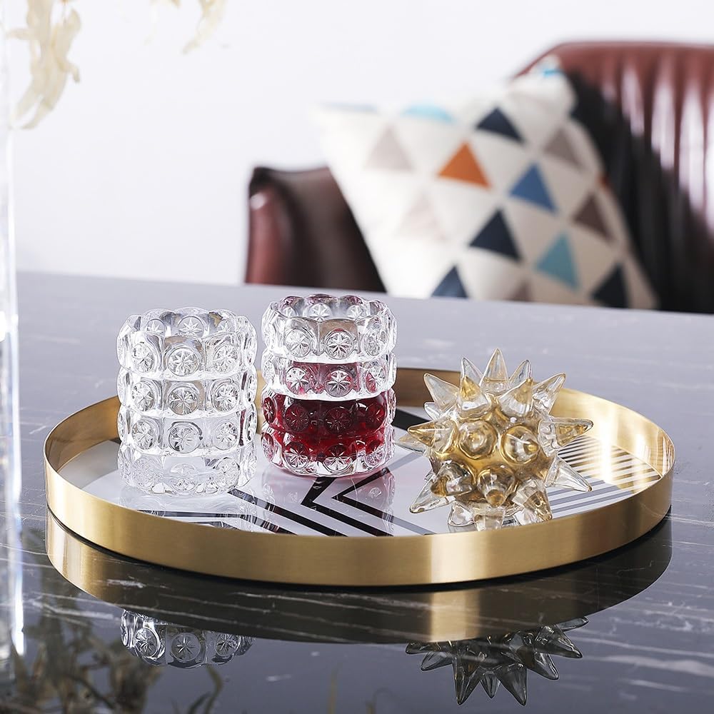 Tray Decor Tray Storage Round Tray Metal Jewelry Tray Copper Tray Ornaments Storage Tray Gold Storage Tray Food Tray(B)