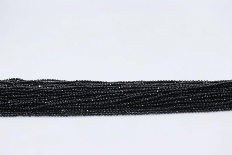 100 Strand Black Spinel Faceted Rondelle Beads 2.5 mm Black Spinel Machine Cut Beads Black Spinel Rondelle Beads Black Spinel Beads