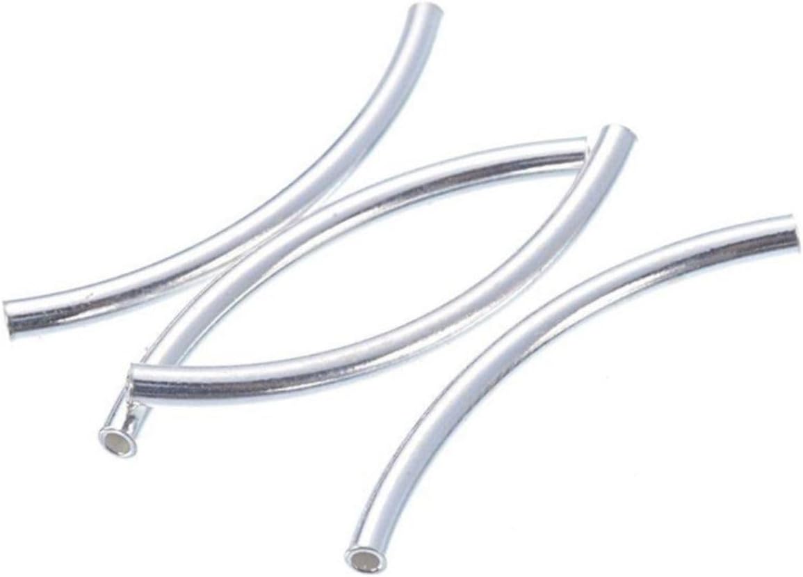 30pcs Adabele Authentic 925 Sterling Silver Curved Noodle Tube Loose Beads 35mm x 2mm (Hole ID 1.5mm) Connector for DIY Craft Jewelry Making SS240-35