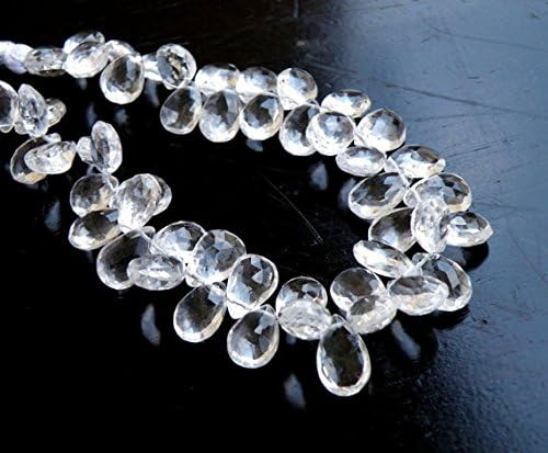 Rock Crystal Quartz Gemstone Faceted Tear Drop Briolette Large 11mm 16 beads