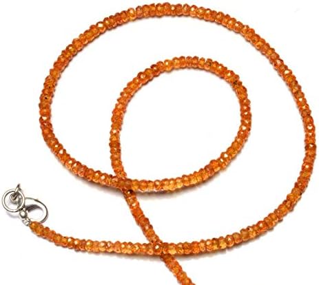 13 inch natural beads strand of 3-4mm faceted rondelle spessartine garnet gemstone beads for DIY jewelry - necklace, bracelet, earring, ring.