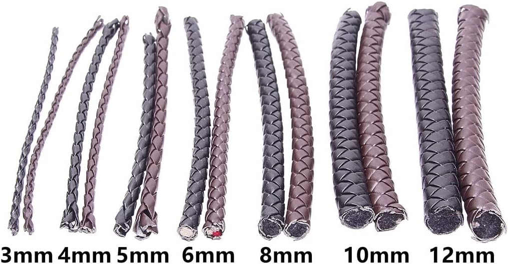 10mm/12mm PU Braided Rope Cord,No-Fade Multi-Strand DIY Jewelry Making,for Bracelets, Necklaces,Bags,Black/Brown 5M/100M Roll(Black,12mm 100m)