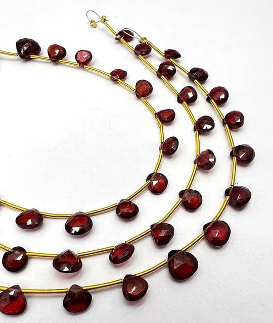 9 inches Natural Garnet 19 Pieces Beads Size 5x5-7x7mm Shape Heart Cut Faceted Making lot of 10 Strands CHIK-STRD-95011