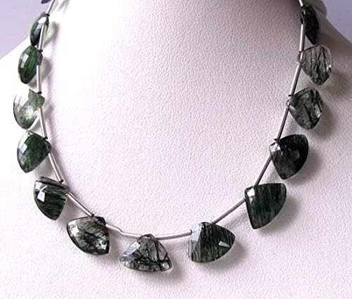 AAA Actinolated Quartz Faceted 8x11mm Briolette Beads 109896 for Jewelry Making