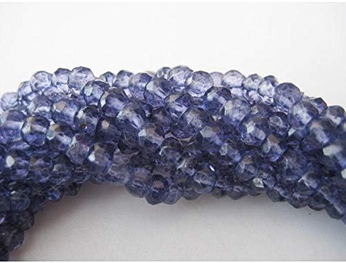 10 Strands Wholesale Price Blue Coated Quartz Bead, Iolite Color, Micro Faceted Rondelle Beads, 4mm Beads, 14 Inche