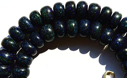LKBEADS 1 Strand Natural Australian Matrix Black Opal Big 8 to 12MM Smooth Rondelle Beads 17 Inch