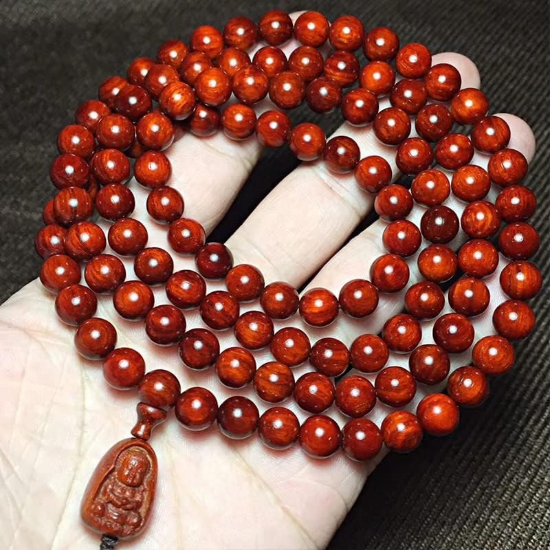 xiexuelian 【小沙弥款】小叶紫檀0.8 * 108颗鸡血红佛珠手串手链念珠(小叶紫檀小沙弥款)