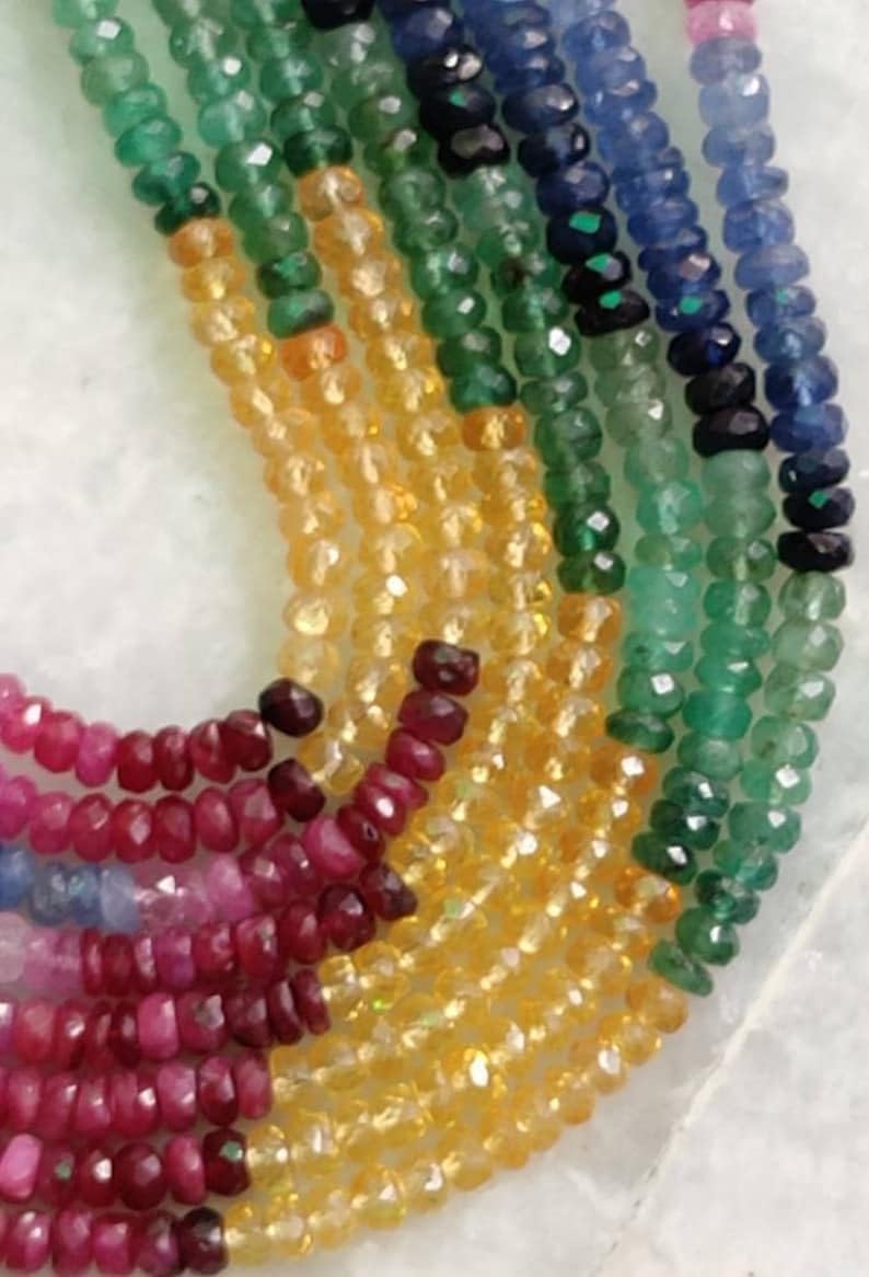 Natural Gemstone roundelle Smooth Beads 3-4 mm 15 inch Long String Jewelry Making Gemstone Beads for Necklace Bracelet