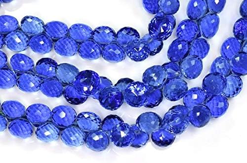 3 Strands Sale-9-10mm AAAA Vivid Deep AAA Tanzanite Blue Quartz Microfaceted Onion Shape Briolette Beads Code-HIGH-59899