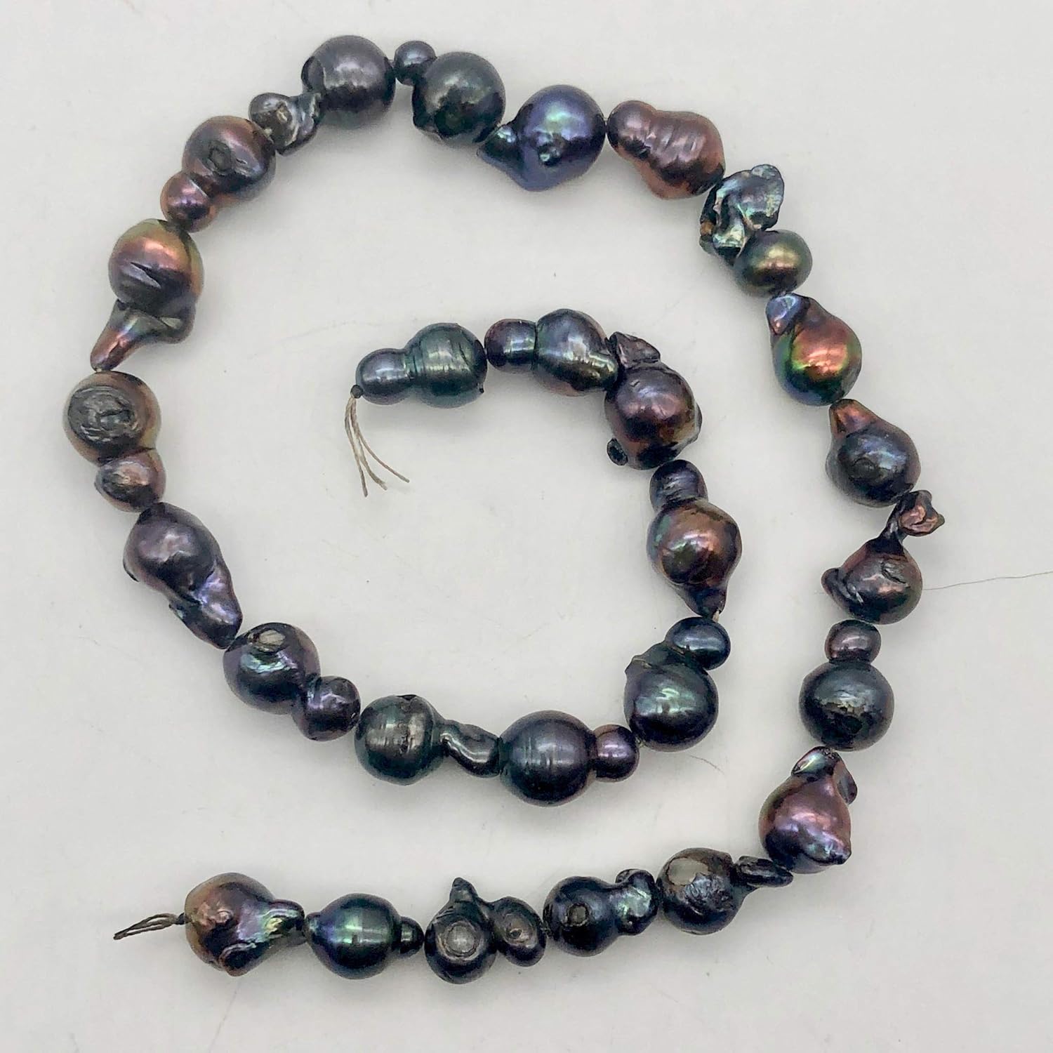 Amazing! Each Pearl one of a Kind Black Peacock Fireball Pearl Strand for Jewelry Making