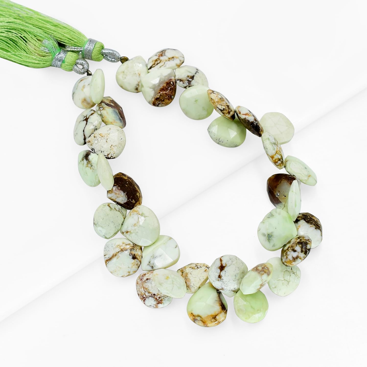 Natural Lemon Chrysoprase Gemstone Loose Beads for Jewelry Making DIY Bracelet Necklace 8 Inch Strand Heart Shape Pear Faceted Crystal Stone Briolette Gems Crafting Bead