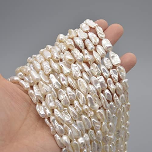 13 inch Strand of Natural gem Freshwater White Biwa Souffle Pearl, 10-13x5-7mm Biwa Souffle Smooth Beads for DIY Jewelry Making. | Beads_03703