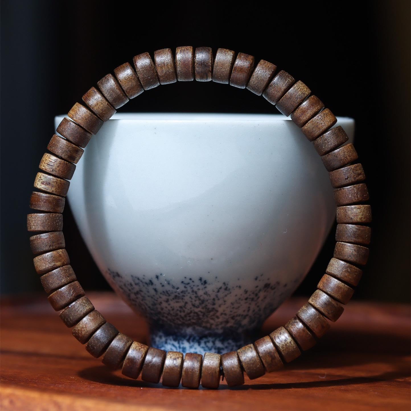 Vietnam Nha Trang White Agarwood Abalone Beads, 7mm Single Strand, Delicate Honey Aroma with Cooling Notes